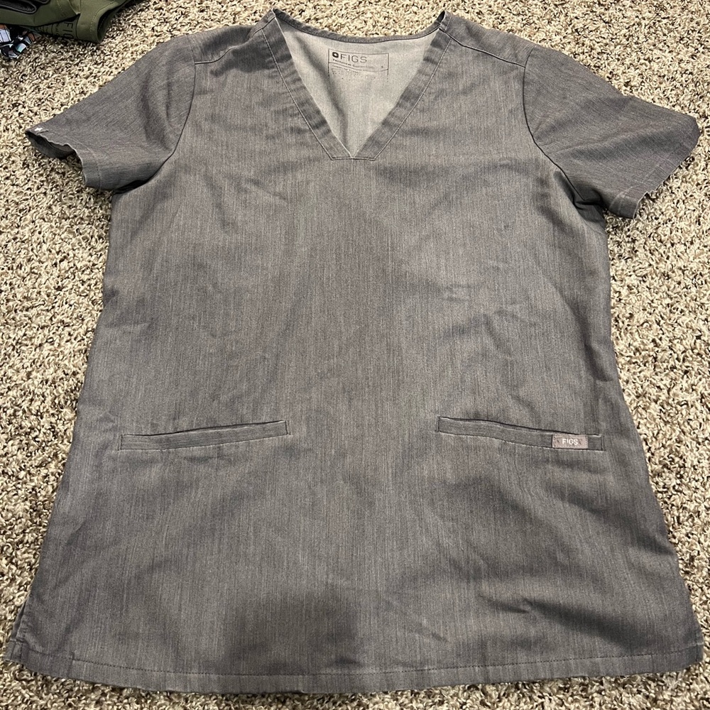 Figs Charcoal V-Neck Scrub Top